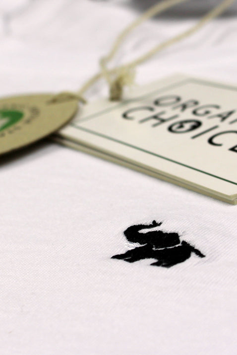 Camiseta Algodón Orgánico Blanca - Elefante Detalle Hombre