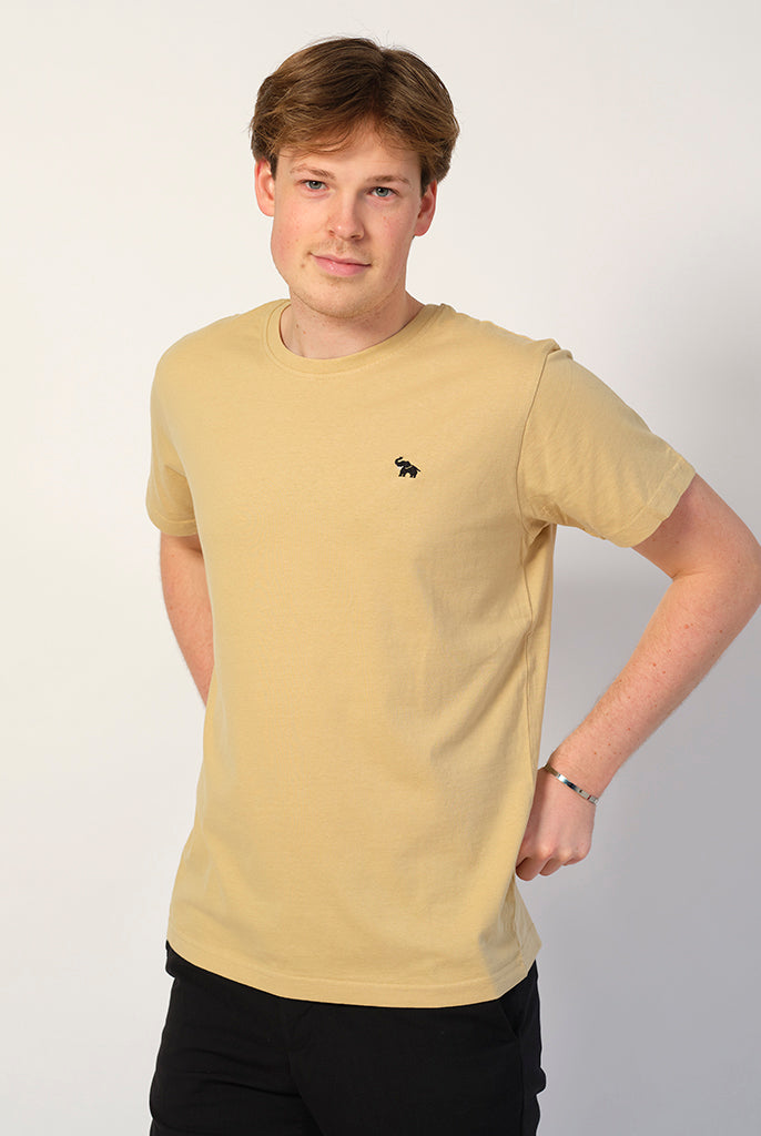 Camiseta Algodón Hombre Orgánico Beige Elefante