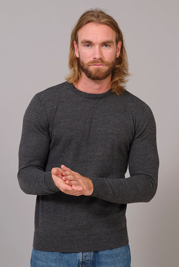 Jersey de Lana Orgánica Hombre Gris Oscuro