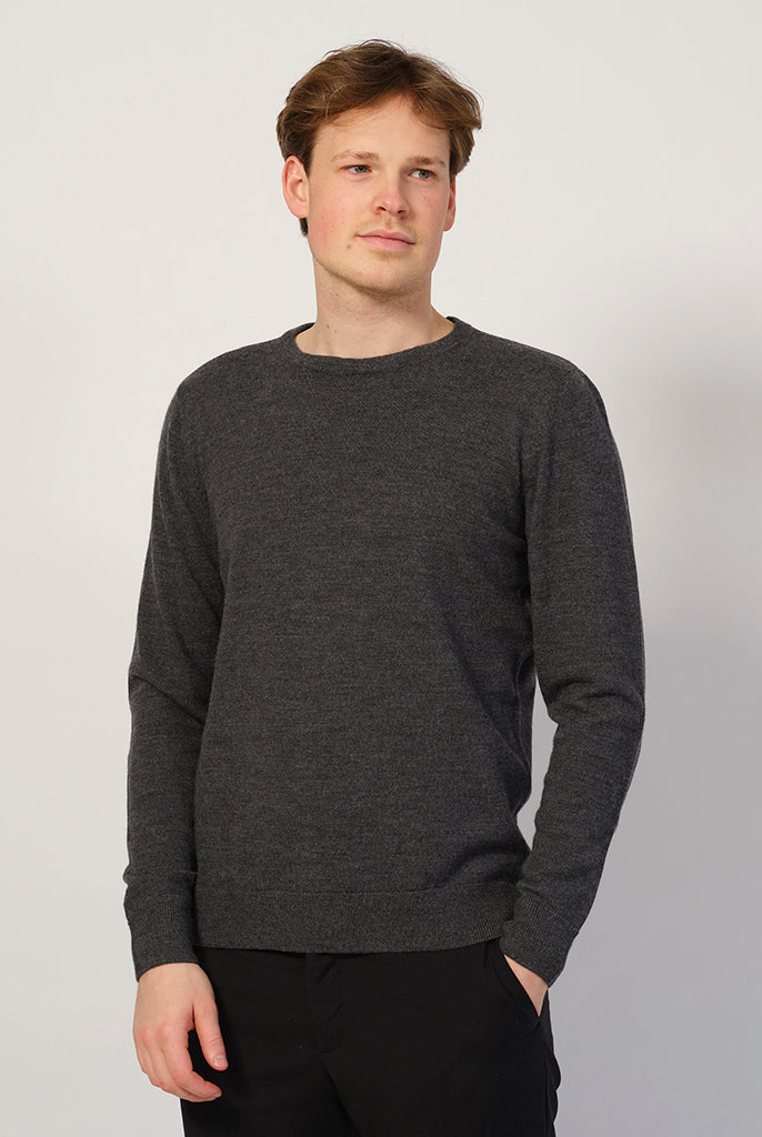 Jersey de Lana Orgánica Gris Oscuro Hombre