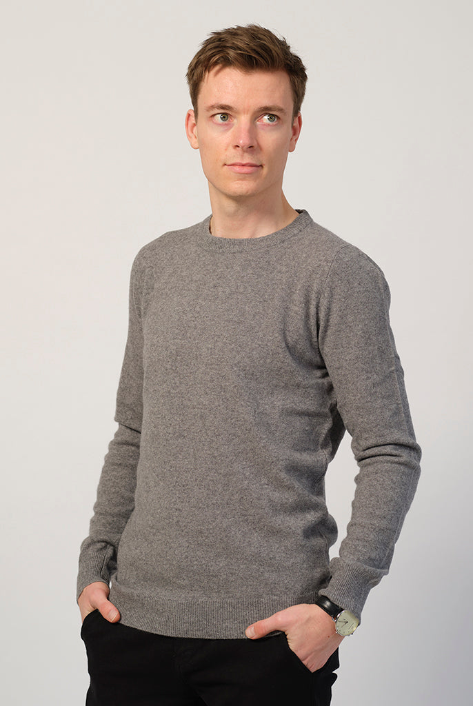 Hombre Jersey de Lana Gris Claro