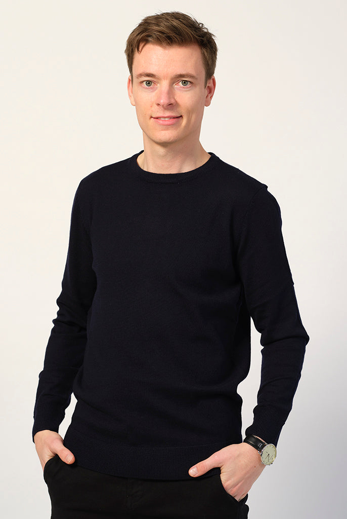 Jersey de Lana Orgánica Azul Hombre Navy