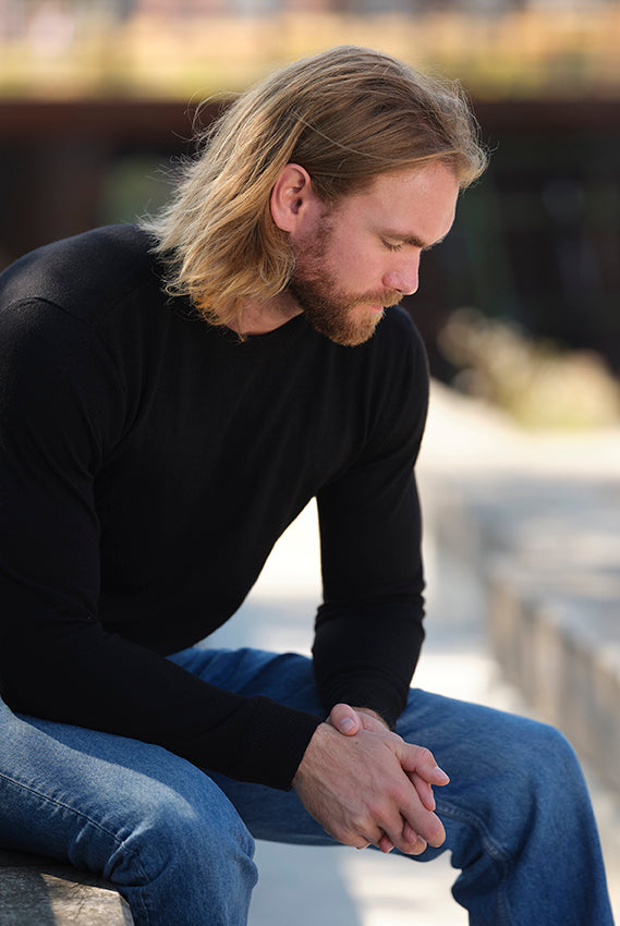 Jersey de Lana Hombre Orgánica Negro