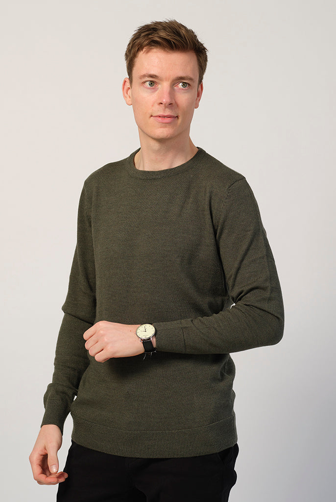 Jersey de Lana Orgánica Verde Hombre Claro