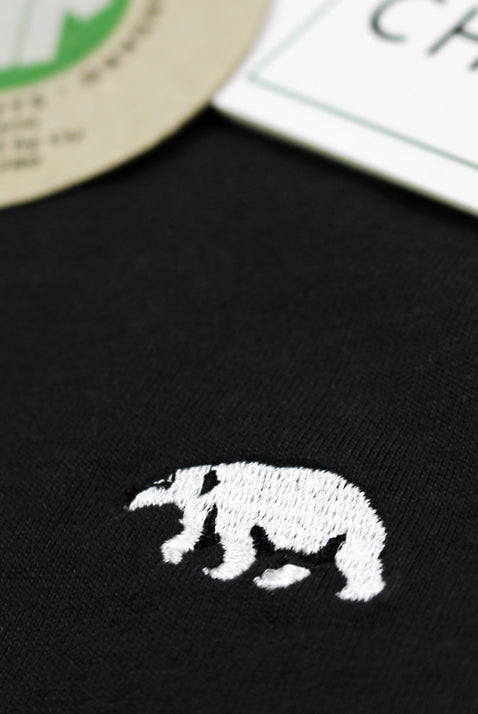 Camiseta Algodón Orgánico Negra - Oso Polar Detalle Bordado para Hombre