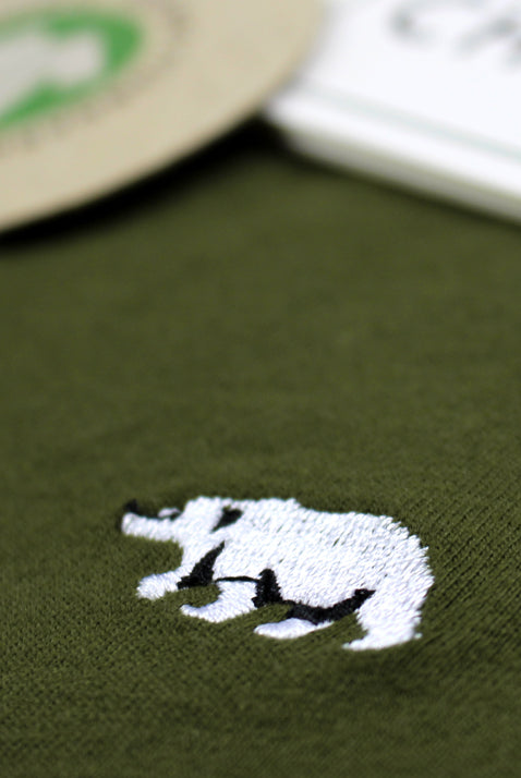 Camiseta Algodón Orgánico Verde - Oso Polar Detalle para Hombre