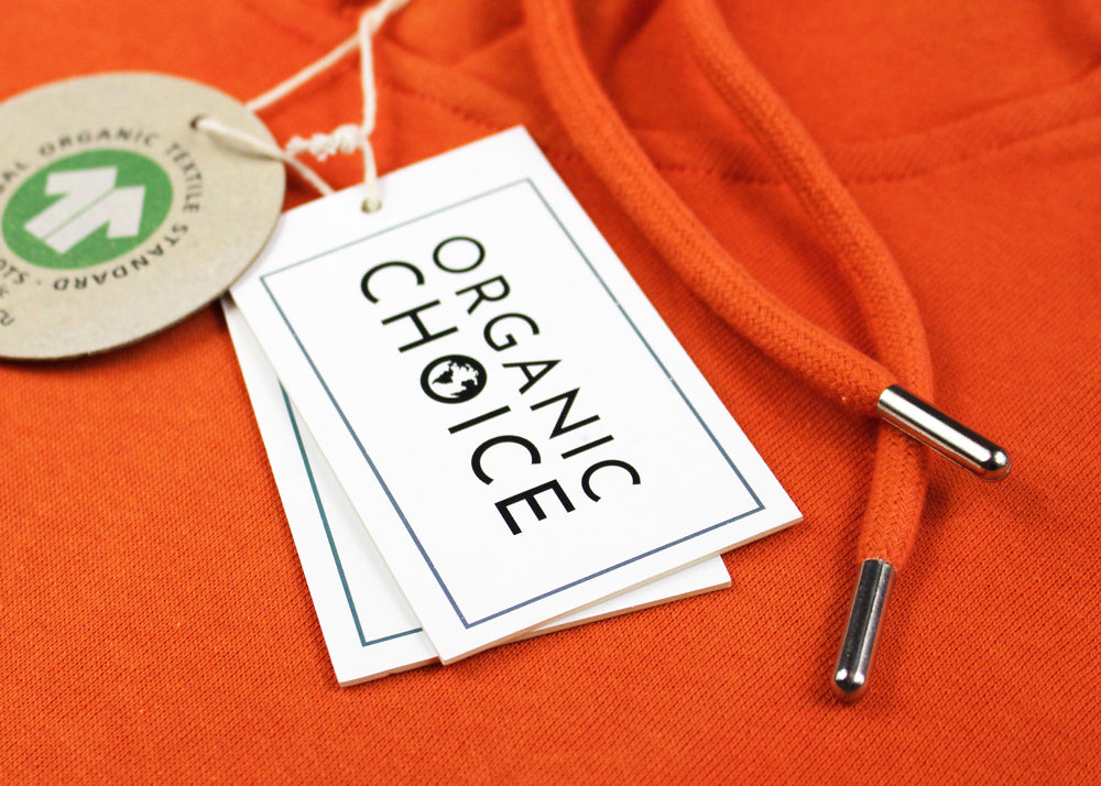 Sudadera Algodón Orgánico Naranja Detalle