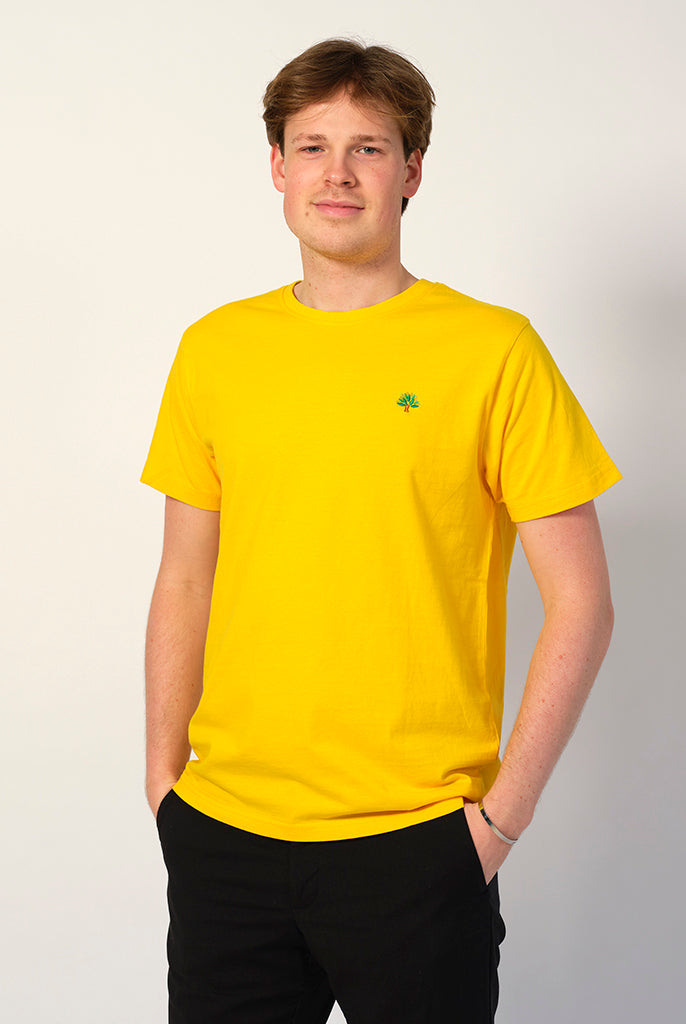 Hombre Camiseta Algodón Orgánico Amarilla - Árbol
