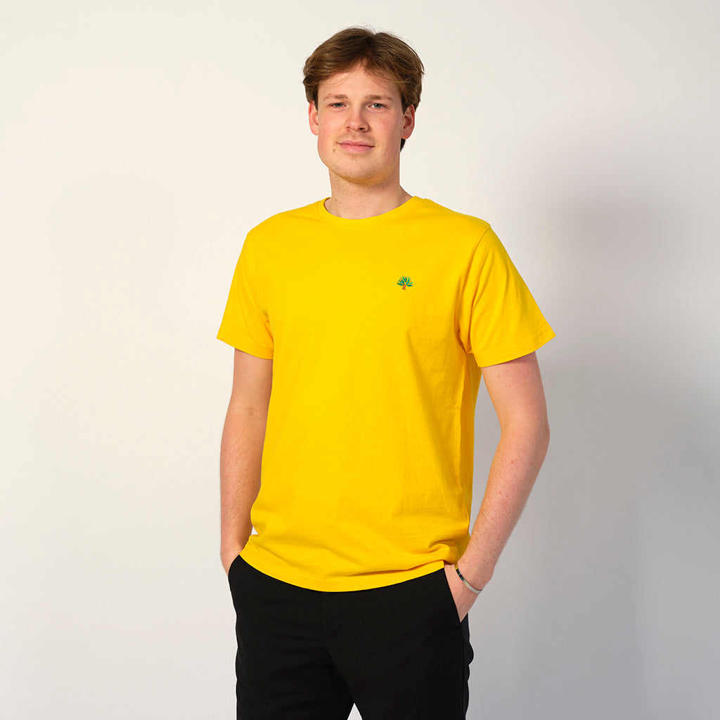 Hombre Camiseta Algodón Orgánico Amarilla - Árbol
