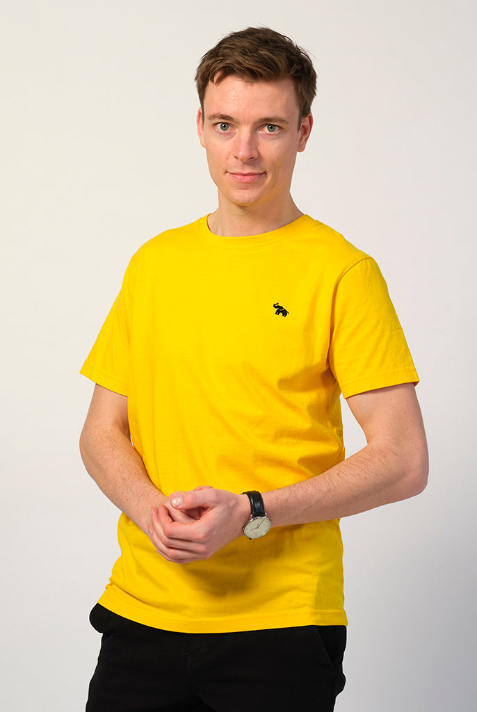 Camiseta Hombre Algodón Orgánico Amarilla - Elefante