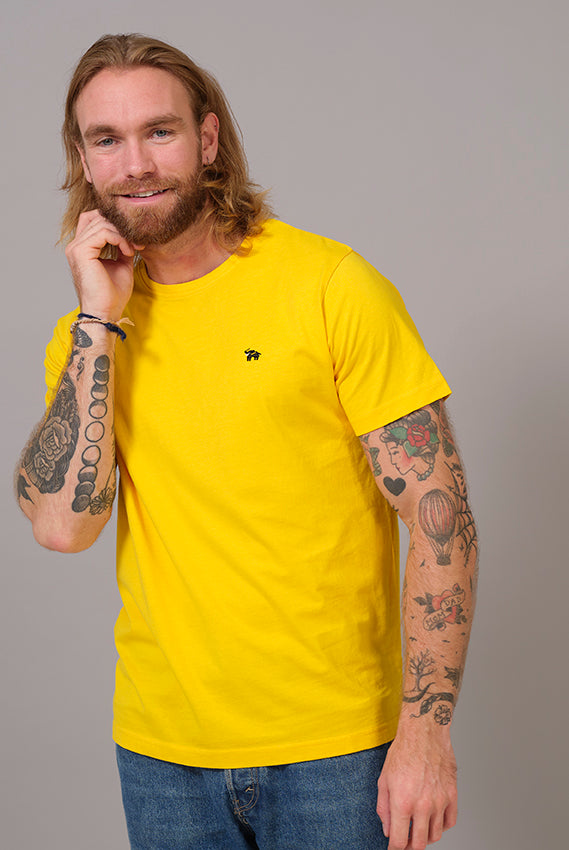 Camiseta Algodón Orgánico Amarilla - Elefante Hombre